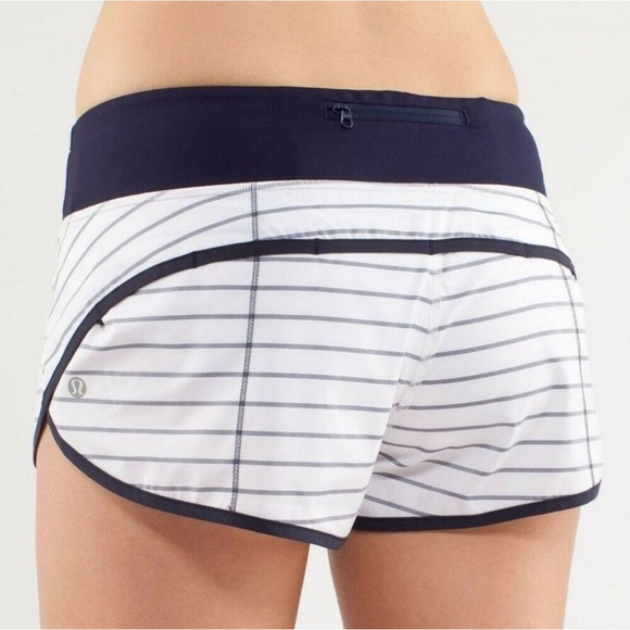 Lululemon Quiet Stripes Speed Shorts Navy Indigo Size 8 - Picture 2 of 6